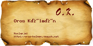 Oros Kálmán névjegykártya